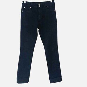 INC Black Straight Leg Crop Denim Jeans Size 2 Regular Fit Cotton Blend Womens